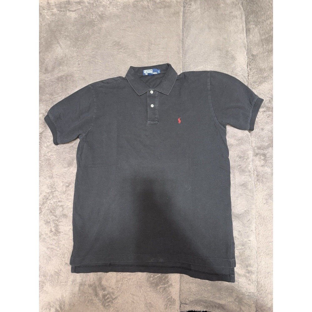 Polo Ralph Lauren Mens Large Black Red Pony Short Sleeve Shirt